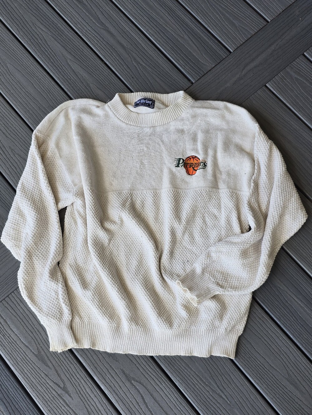 Sports Basketball Patriots George Mason Mcbriar Cream Knit Sweater